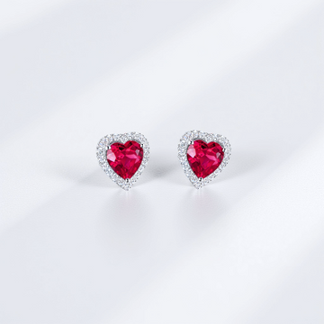 Ruby Hearts Stud Earrings