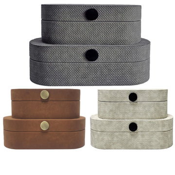 Simple Modern Round Buckle Leather Storage Box Jewelry Box