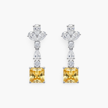 Princess Cut Yellow Sapphire  Earrings