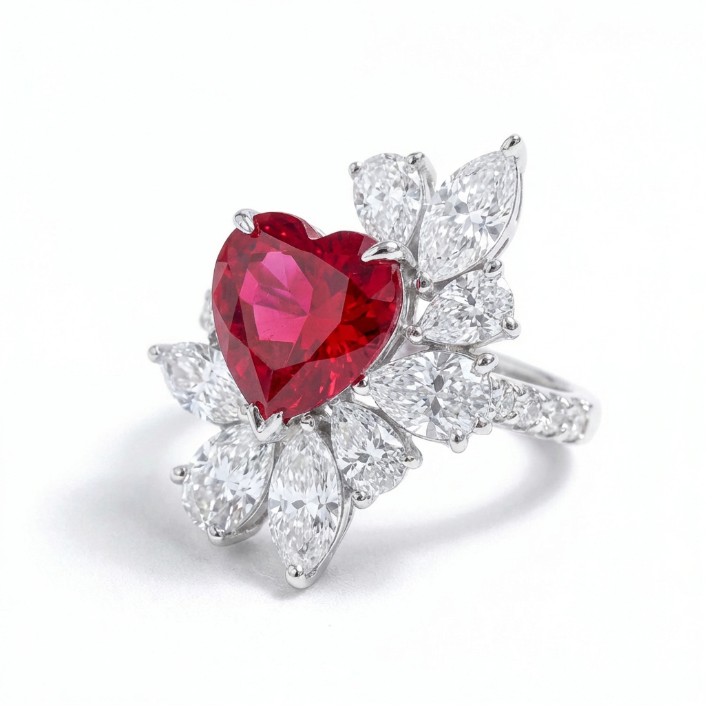 Scarlet Petal Reverie Ring