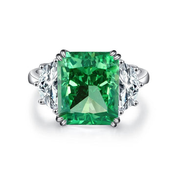 925 Sterling Silver Crushed Ice Cut Emerald High Carbon Diamond Gemstone Engagement Fine Jewelry Women Ring Gift